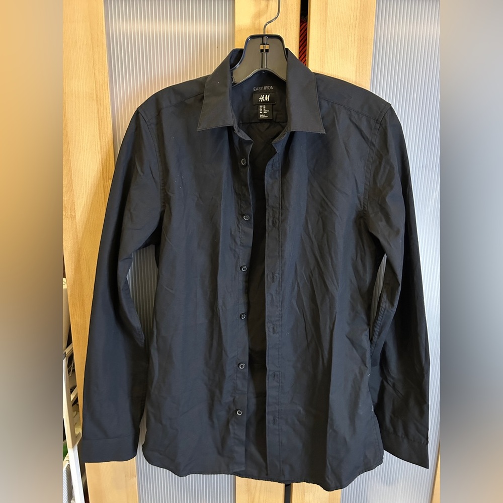 H&M easy iron classic black shirt Size XS